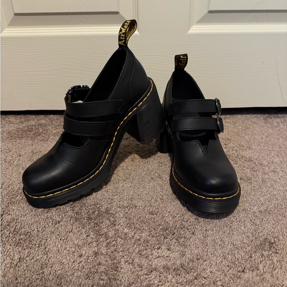 Dr Martens EVIEE SENDAL LEATHER HEELED SHOES - Picture 12 of 13
